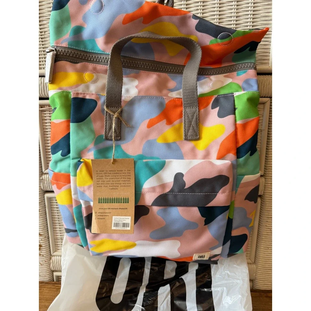 ORI London Canfield B Medium Mellow Camo Recycled Travel School Backpack NEW